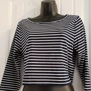 Reduced! J Crew Striped Crop Top 3/4 Sleeves Shirt